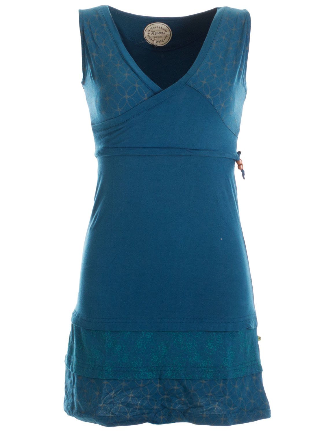 Vishes Sommerkleid Kurzes ärmelloses mini Sommerkleid bedruckt Tunika Elfen, Hippie, Goa, Ethno Style