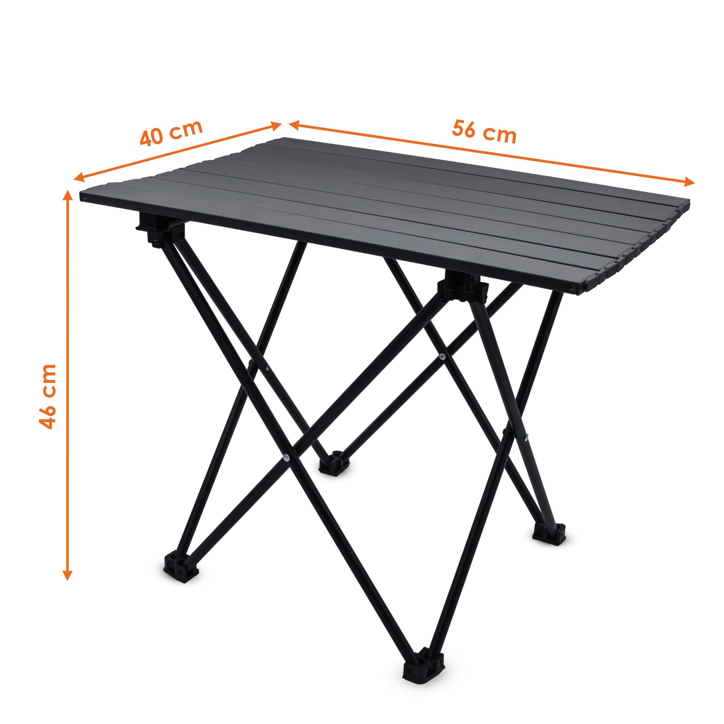 Spetebo Campingtisch Klapptisch schwarz mit Tragetasche - mit einrollbarer Tischplatte (Anzahl, 1-St., Stück), platzsparend verstaubar