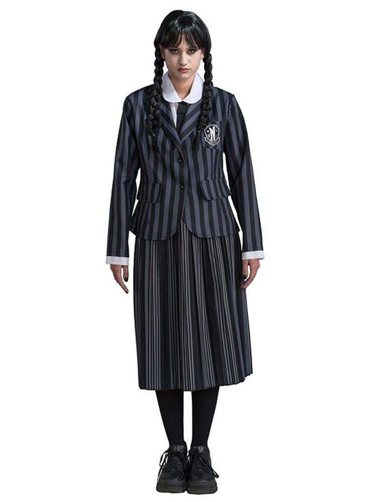 CHAKS Kostüm Wednesday Schuluniform schwarz-grau für Frauen, Wednesdays schwarz-graue Variante der Schuluniform der Nevermore Acade