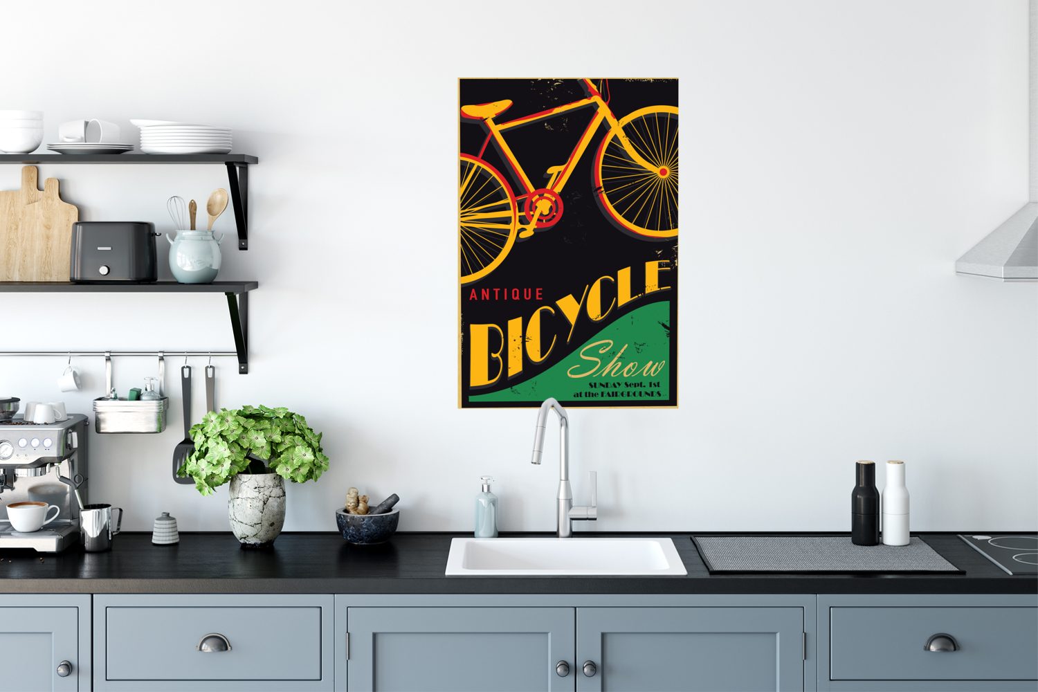 MuchoWow Poster Wandbild, Vintage Qualitätsdruck Wohnzimmer, Deko, Poster Dickes Fahrrad, (1 Papier Schlafzimmer, St)