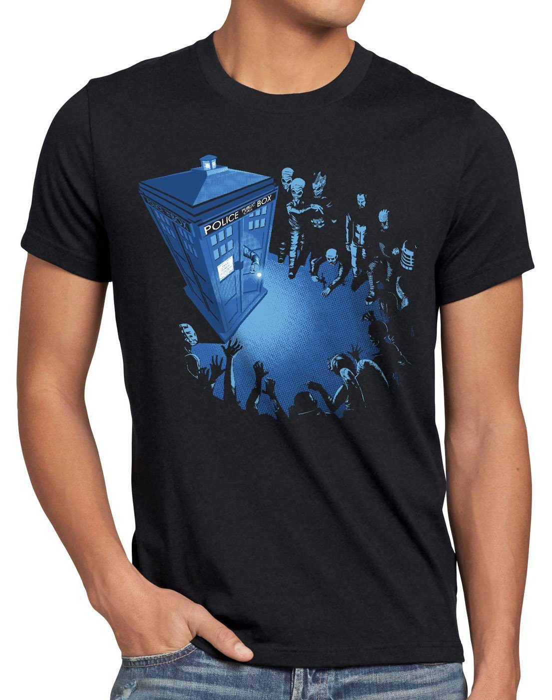 style3 Print-Shirt Herren T-Shirt Who Notrufzelle who police doctor dalek tardis box time space dr