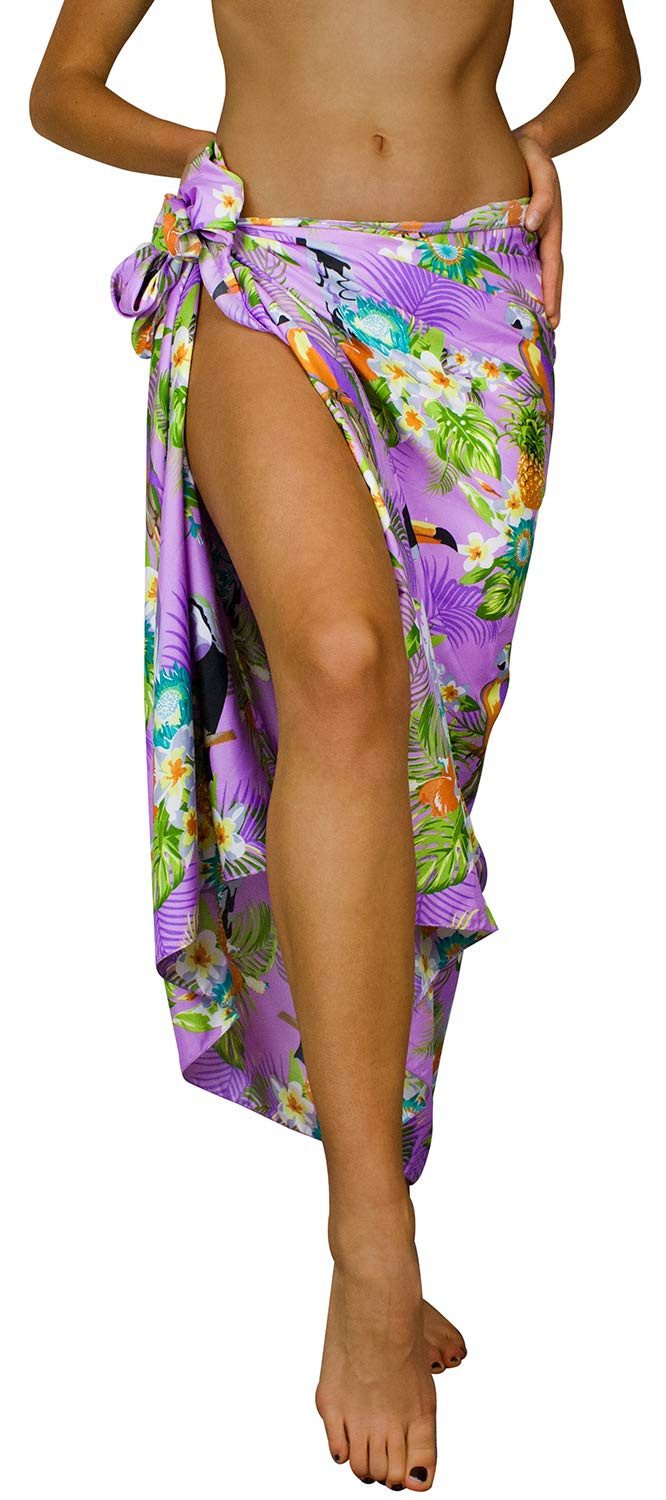 King Kameha Sarong Parrot Cockatoo Funky Hawaii-Sarong Pareo Cover-Up Strand Damen Bikini, Pareo Cover-Up