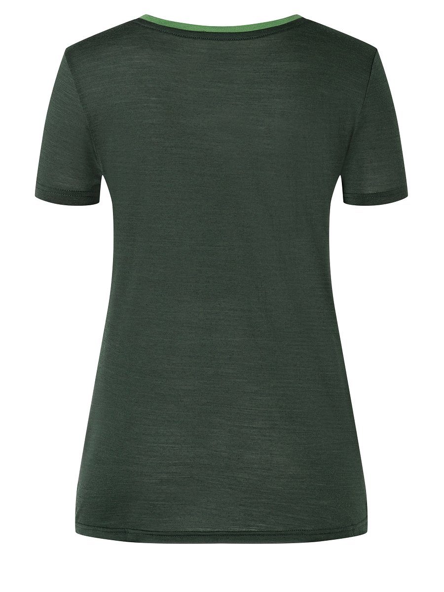 SUPER.NATURAL Print-Shirt Merino T-Shirt W THE Brough pflegeleichter LOGO Forest/Willow Deep ESSENTIAL TEE Merino-Materialmix