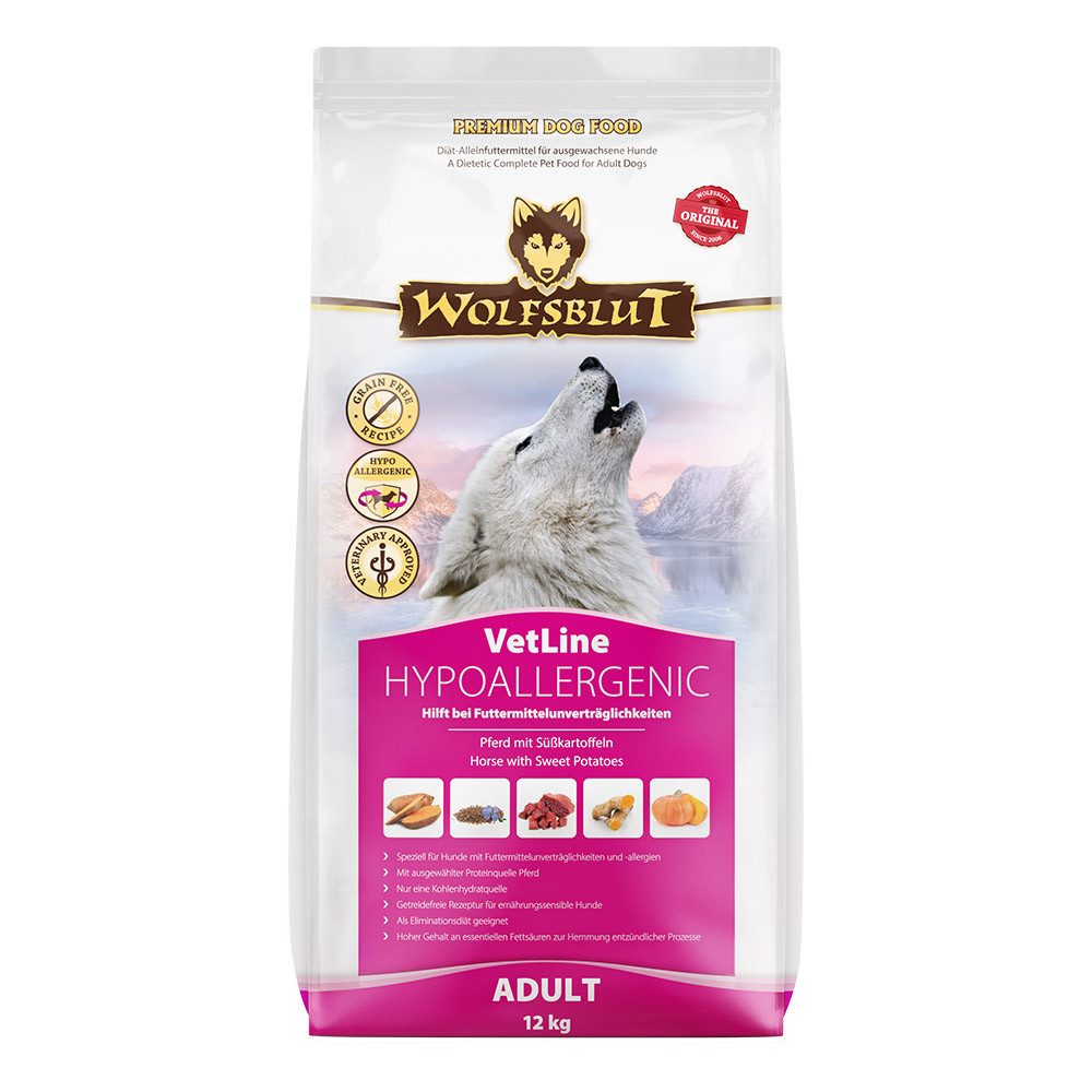 Wolfsblut Vetline Hypoallergenic - Premium Trockenfutter für Futterallergiker, Trockenfutter für: Hunde