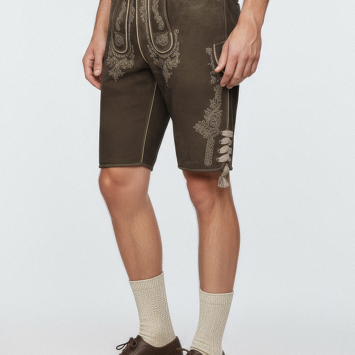 Krüger Trachtenlederhose Olias Herren (1-tlg) Trachtenlederhose, Trachtenhose, Bayerische Lederhose, Oktoberfest – Bild 5 von 5