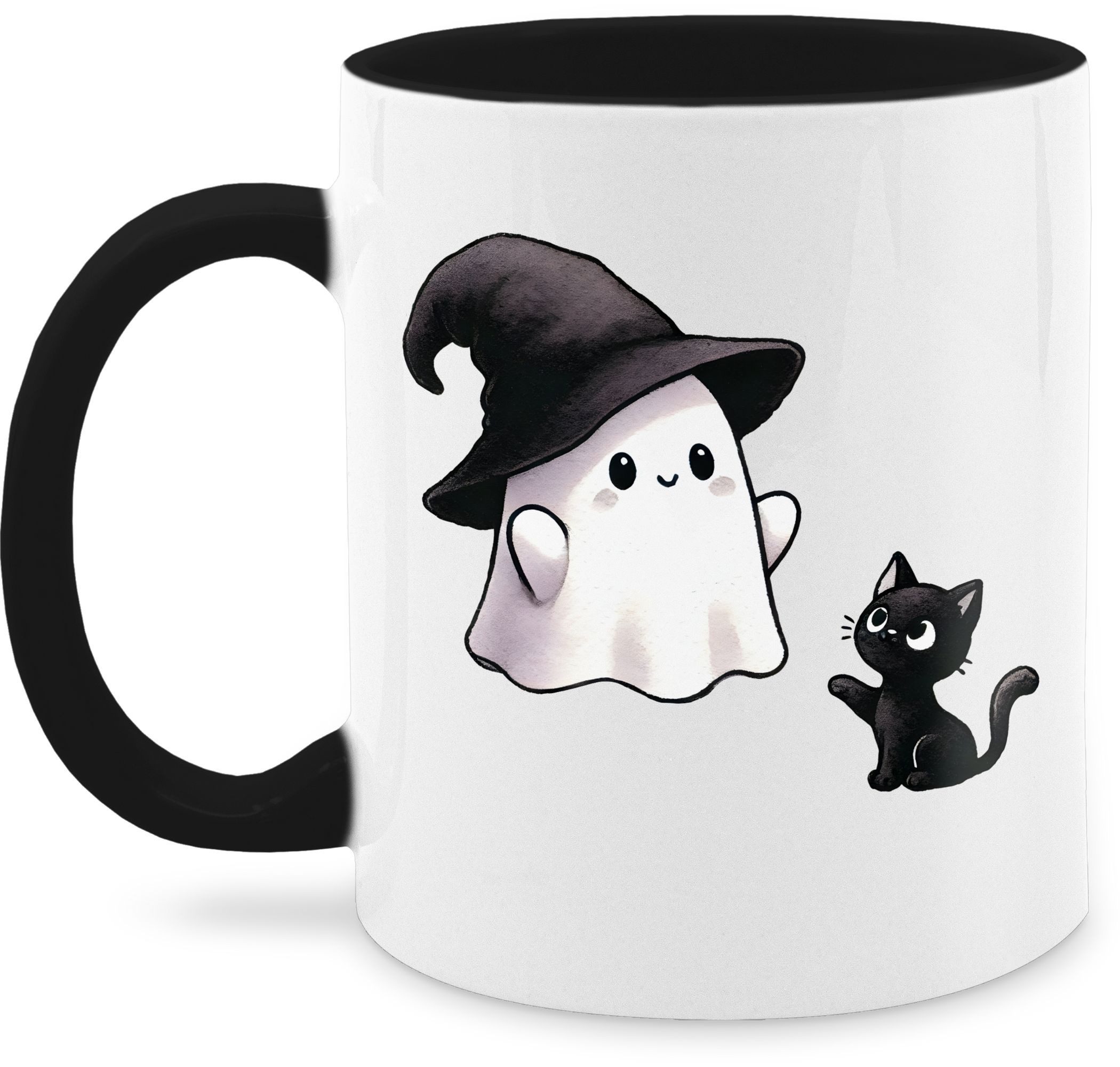 Shirtracer Tasse Süßes Geister Motiv mit Katze, Halloween Katzenmotiv, Keramik, Halloween Tassen