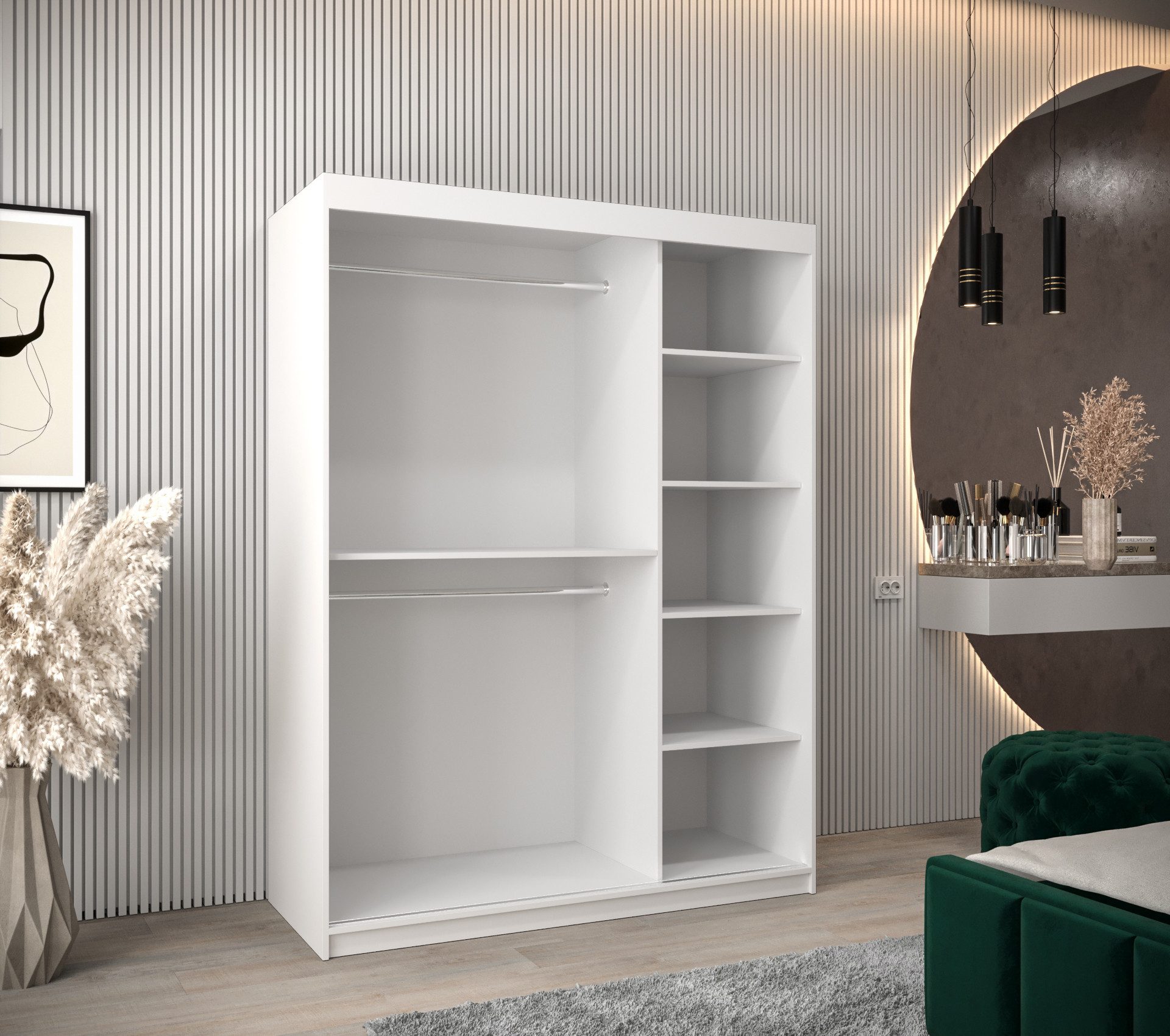 ABIKS MÖBEL Schwebetürenschrank Verona 4 Schlafzimmerschrank, mit Spiegel, Kleiderstange und Regalen