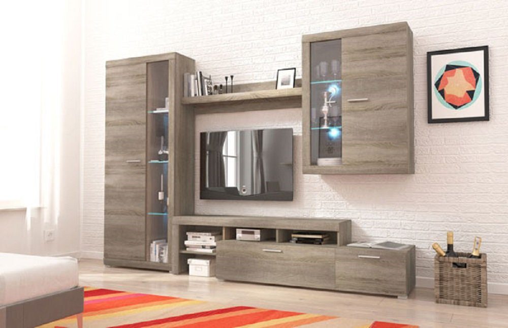 Feldmann-Wohnen Wohnwand »ALVARO«, (Set, 4-St., 1 Standvitrine + 1