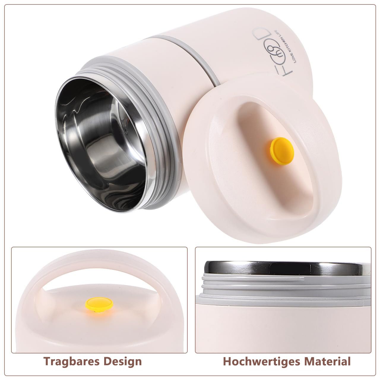 Zaewry Thermobehälter Edelstahl Lunchbox to go – Warmhaltebehälter Edelstahl, Edelstahl, Auslaufsicherer Lunchbox - Vielseitiger Müsli to go Becher – Bild 4 von 5