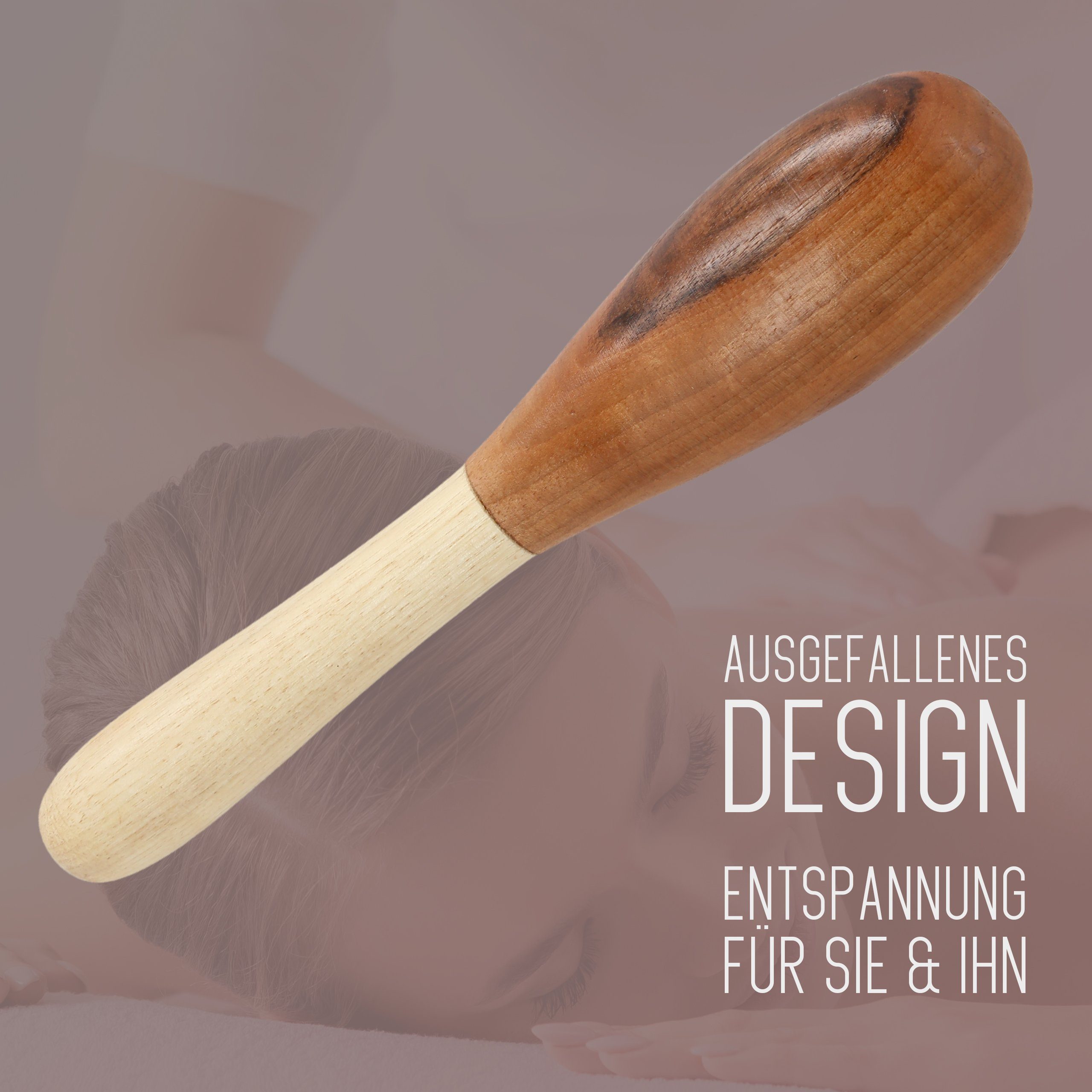 Lantelme Massageroller Massagestab Holz Xl 26cm lang Körper Entspannung für Frauen und Männer, Massage Becken Rücken Schulter Nacken Massagegerät Walnussholz – Bild 2 von 5