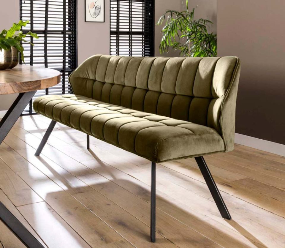 Essbank RIGO mit Rückenlehne Küchenbank 180 cm Esszimmerbank Samt grün