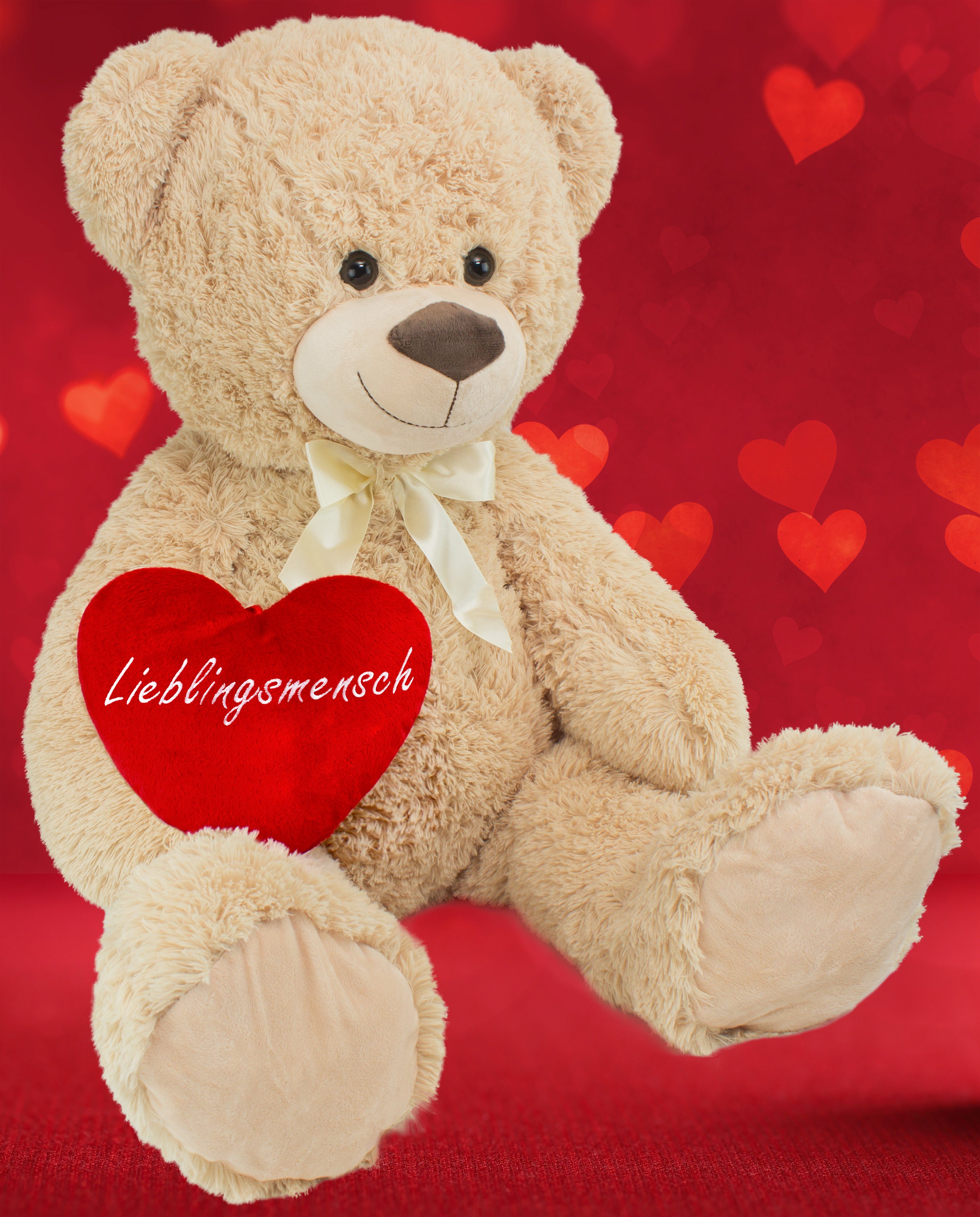 BRUBAKER Kuscheltier XXL Teddybär 100 cm groß mit Herz Lieblingsmensch (1-S günstig online kaufen