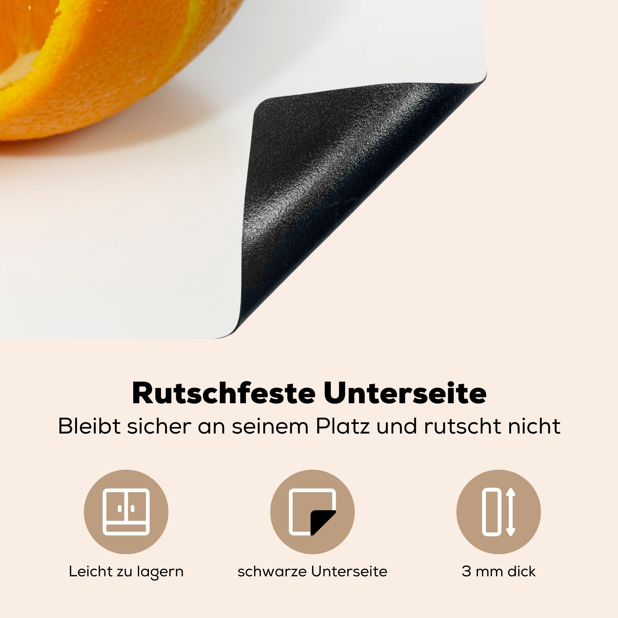 MuchoWow Herdblende-/Abdeckplatte Obst - Orange, für (1 85x52 küche, Ceranfeldabdeckung die Induktionsmatte tlg), cm, Vinyl