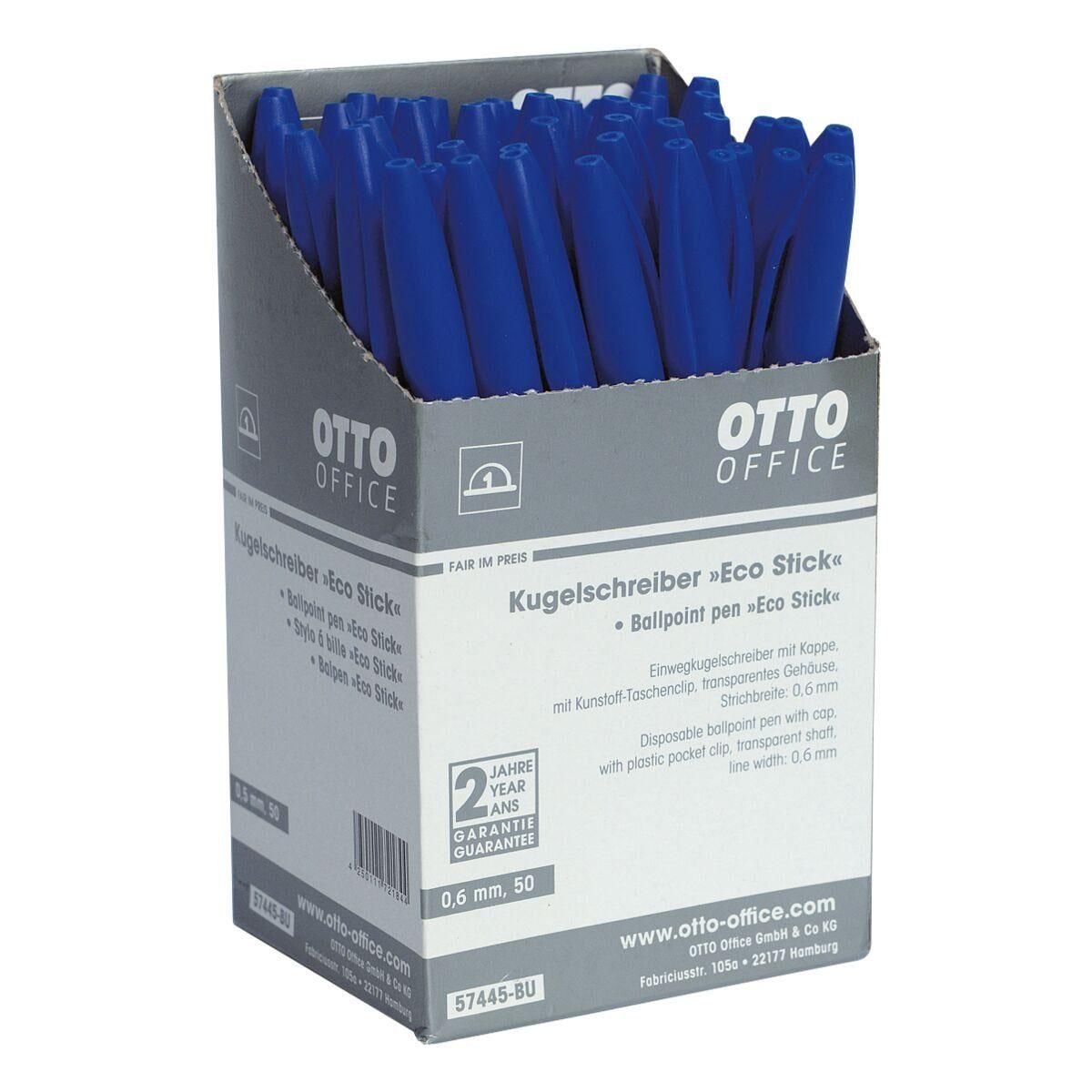 Office Office transparentes Eco Budget Kunststoff-Taschenclip, Otto Kugelschreiber Budget Stick, blau Gehäuse