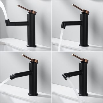 Auralum Waschtischarmatur Badezimmer-Wasserhahn moderner um 360°drehbarer Waschbecken-Wasserhahn