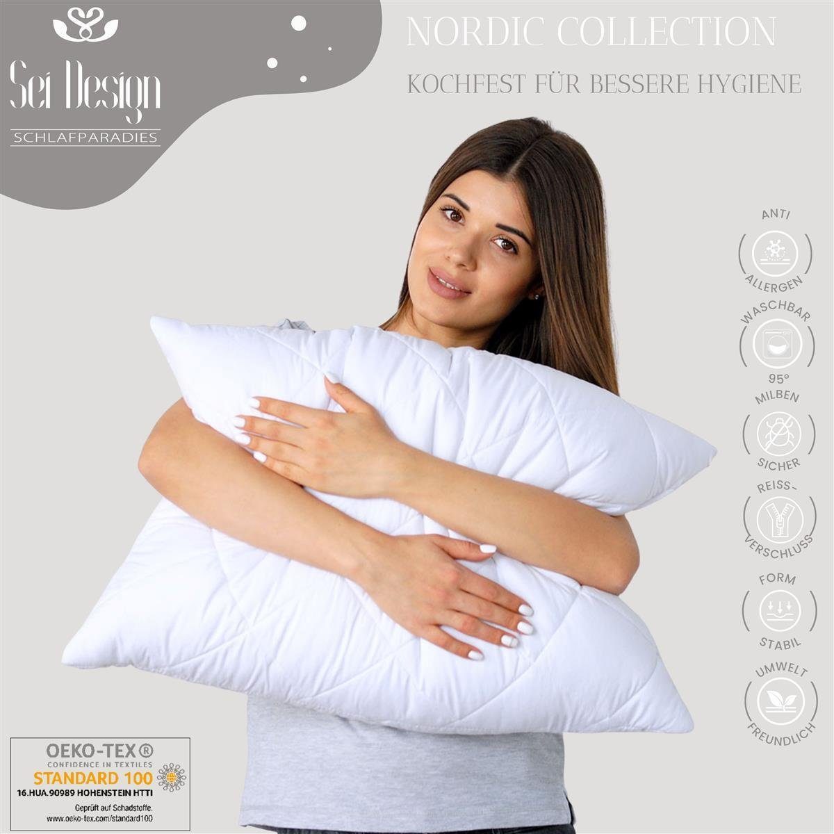 SEI Design Kopfkissen Schlafkissen Kissen Mikrofaserkissen gesteppt mit Rei günstig online kaufen