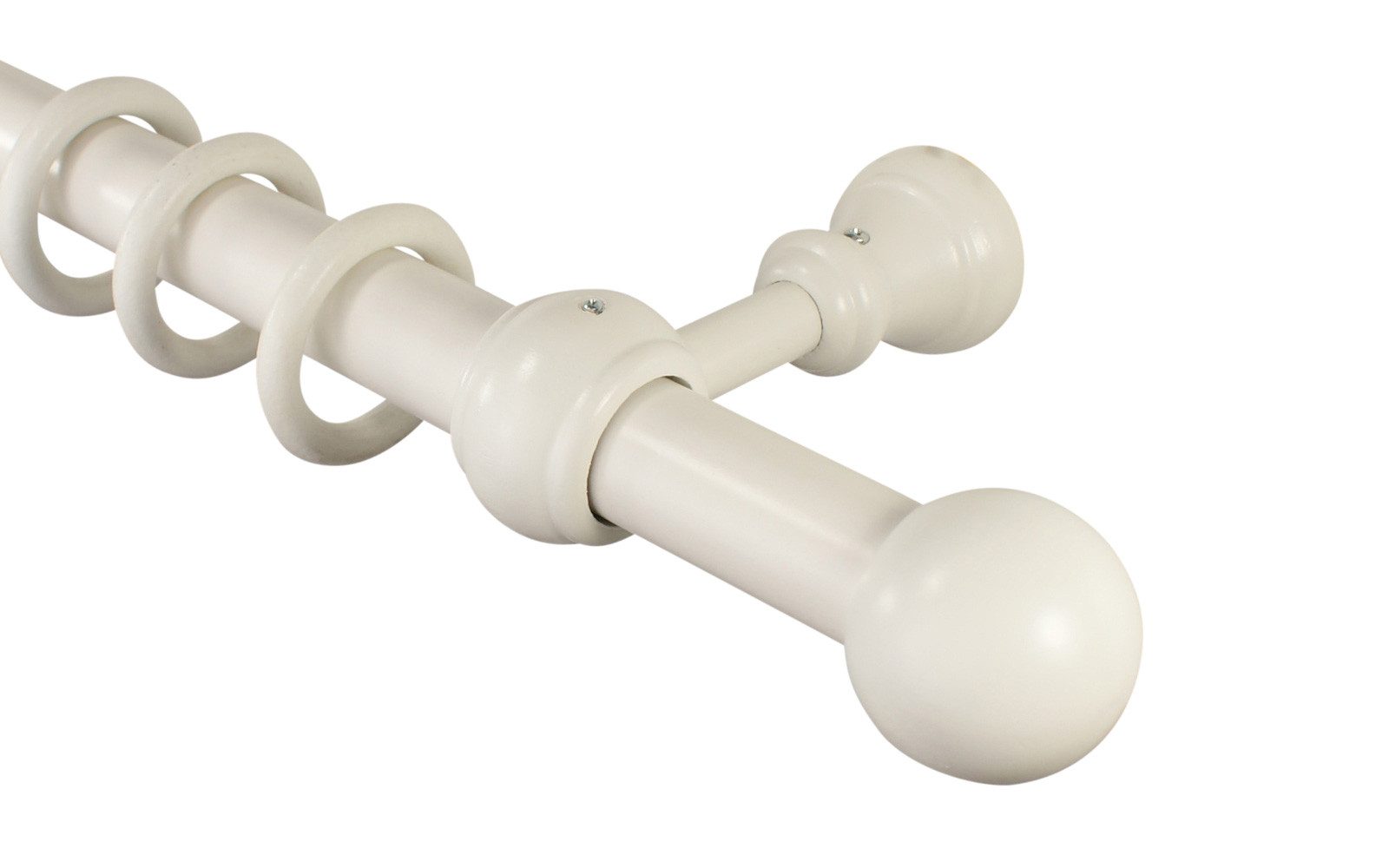 iso-design Gardinenstange 28 mm Holz weiß lackiert Endstück Kugel, Ø 28 mm, günstig online kaufen
