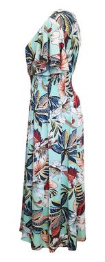 Aurela Damenmode Sommerkleid Lange Kleider für Damen luftig & leichte Sommerkleider (1-tlg) mit Blumendruck, Raffung in der Taille, Gesamtlänge: 132 - 135cm, langes Strandkleid