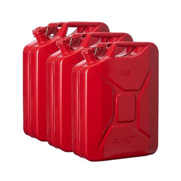 Oxid7 Benzinkanister Metall 20L rot (3 St), Reservekanister Diesel Benzin Ölkanister Heizöl Wasser