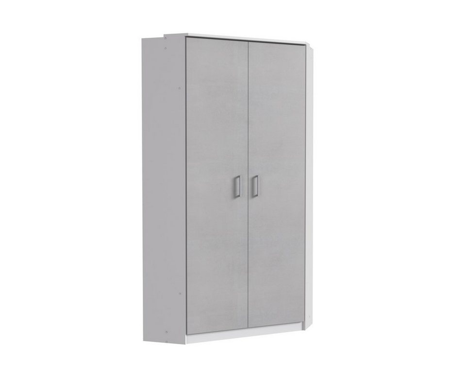 freiraum Kleiderschrank Click (B/H/T: 95x198x95 cm) in Weiß mit 2 Türen und  8 Einlegeböden, Gefertigt aus Spanplatte in Farbe Weiß