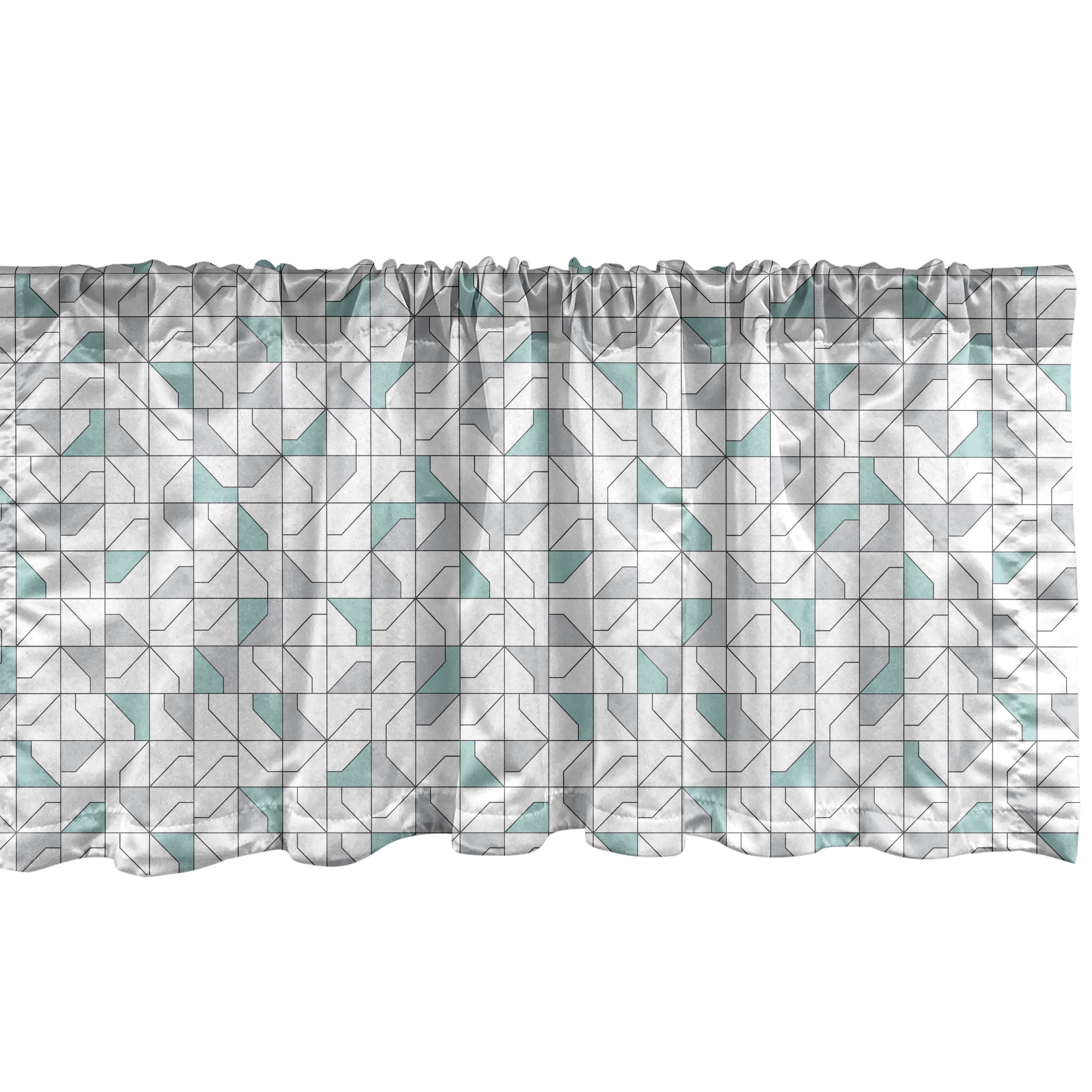 Scheibengardine Vorhang Volant für Küche Schlafzimmer Dekor mit Stangentasche, Abakuhaus, Microfaser, Abstrakt Modernist Mesh-Squares