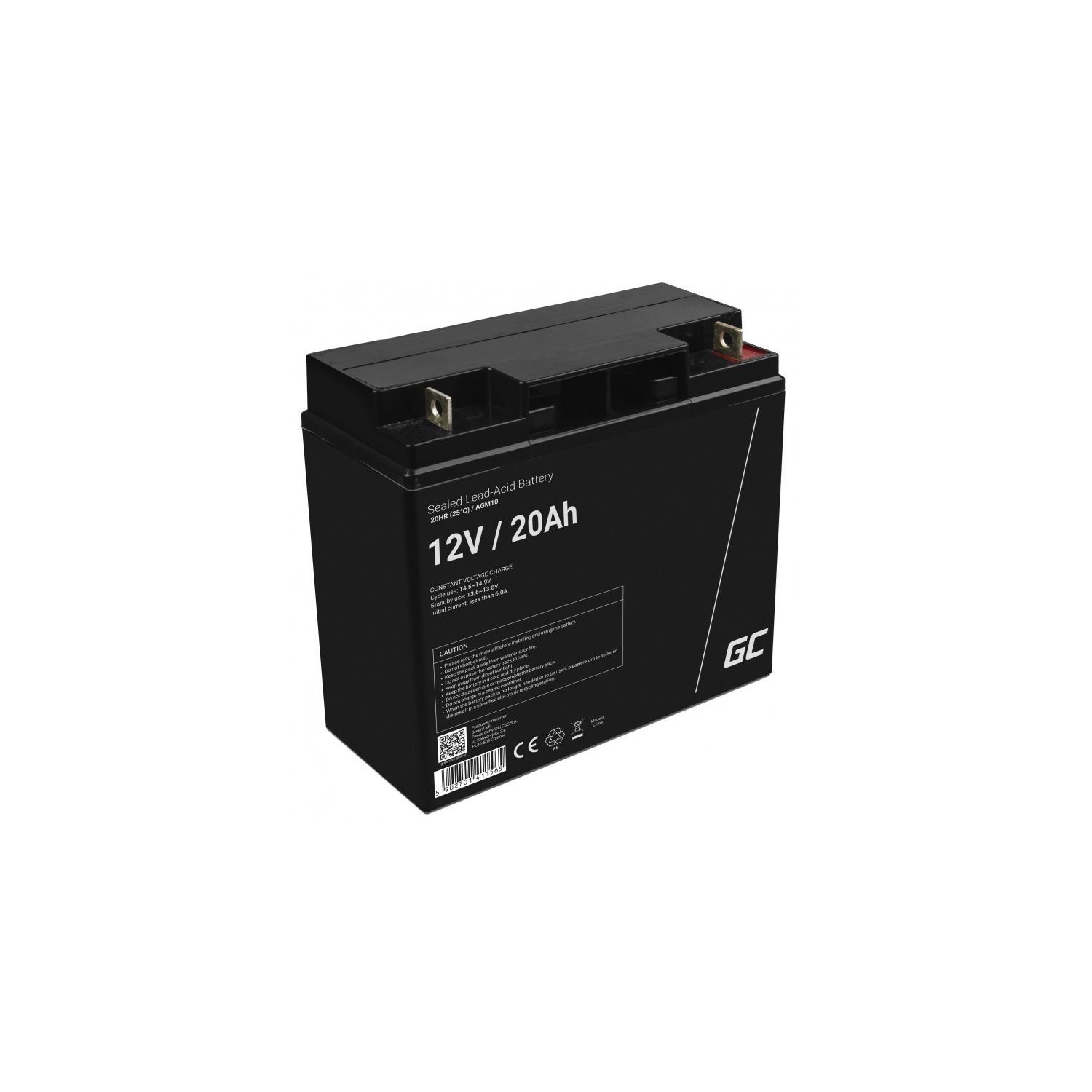 Green Cell AGM Batterie AGM10 12V 20Ah Wartungsfrei Bleiakku PV-Anlagen Batterie, (12 V), sicheres platzieren in verschiedenen Positionen | Batterien