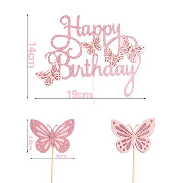 Daisred Tortenstecker 2 Set Tortendeko Mädchen Damen Geburtstag Cake Topper, (2-tlg)