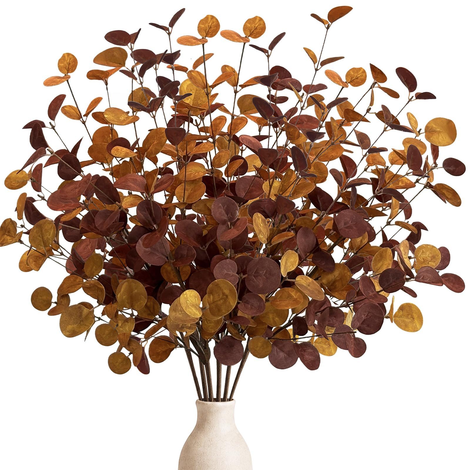 Kunstzweig Herbstdekoration: 6 Eukalyptus-Herbstzweige, jeweils (26,7 Zoll) lang, Bomiclss, Künstliche Herbstzweige für Tischdeko, Gestecke …