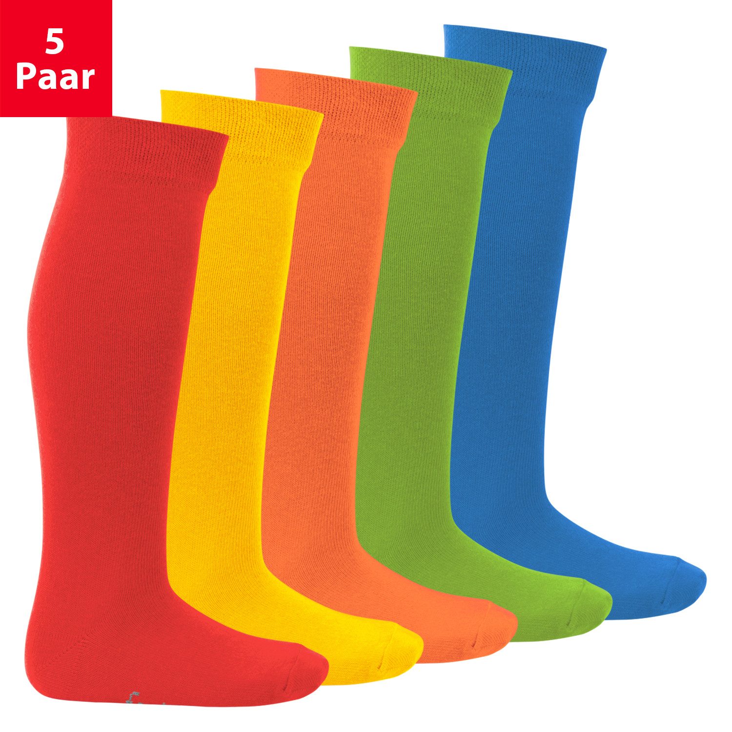 Footstar Langsocken EVERYDAY! 5 Paar Kinder Kniestrümpfe Lange Socken für Mädchen & Jungen