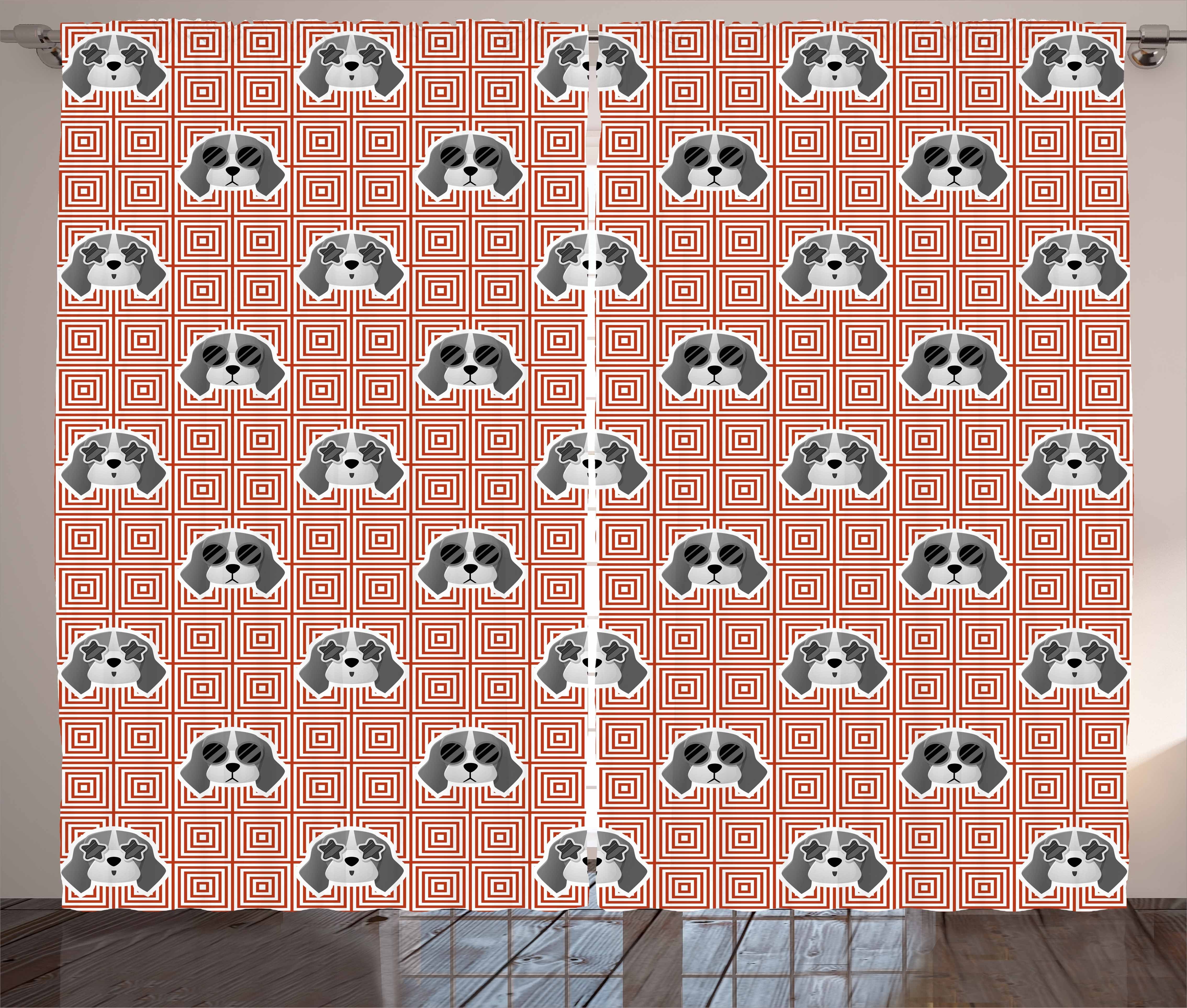 Gardine Schlafzimmer Kräuselband Vorhang mit Schlaufen und Haken, Abakuhaus, Hundeliebhaber Beagle-Welpen-Squares