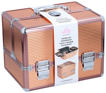 habeig Kosmetikkoffer Make-up Koffer Rosa groß Schloss Beauty Case Aluminium Schminkkoffer, aus Metall