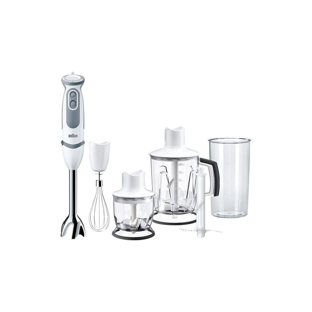 Braun Stabmixer MQ 5245 WH MultiQuick 5V Stabmixer Set weiß/grau, 1000 W, mit Schneebesen