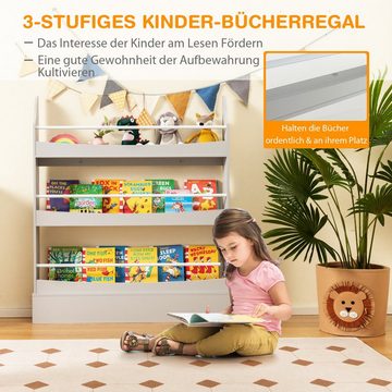 COSTWAY Bücherregal, Kinderregal mit 3 Ablagen & Kippschutz, 98x14x114cm