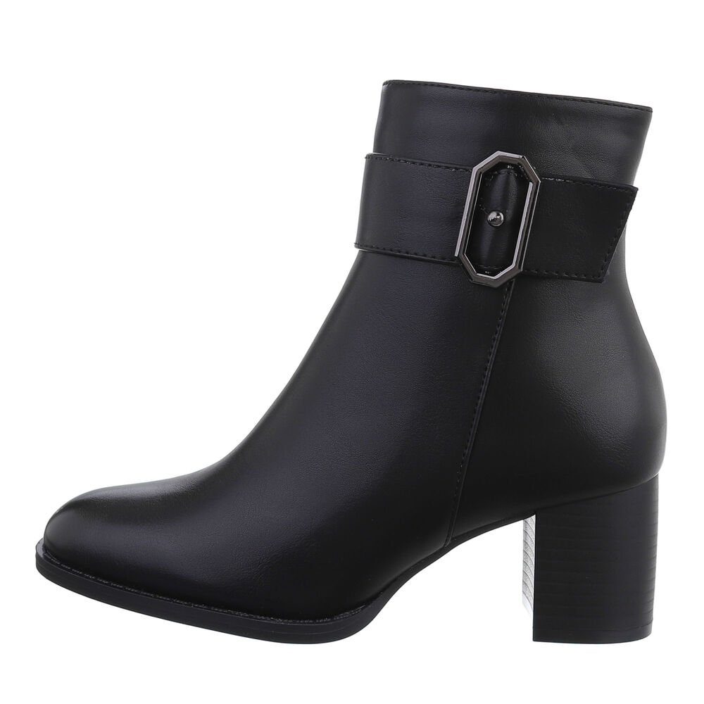 Ital-Design Damen Freizeit Stiefelette (81809891) Blockabsatz Klassische Stiefeletten in Schwarz