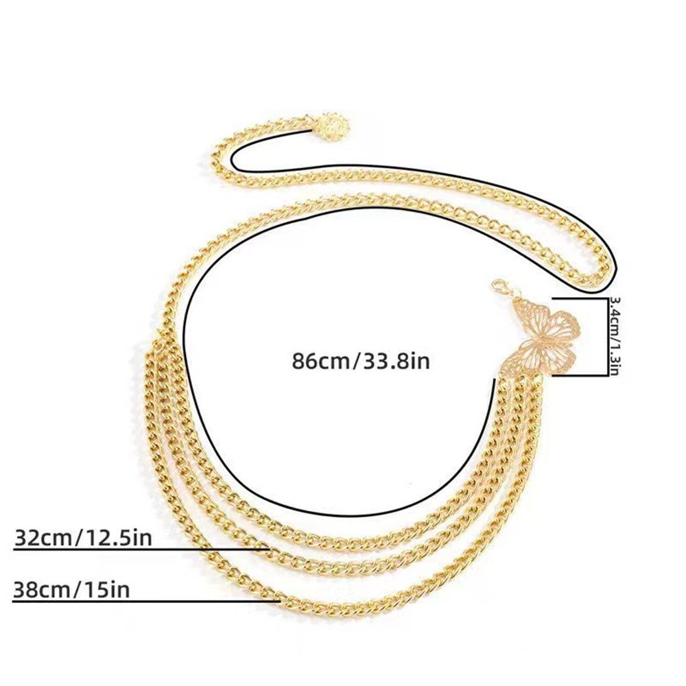 Zaewry Taillengürtel Damen Concho Kettengürtel mit Schmetterling,Verstellbare Taillenkette Metall Western Cowgirl Gürtel – Bild 2 von 5
