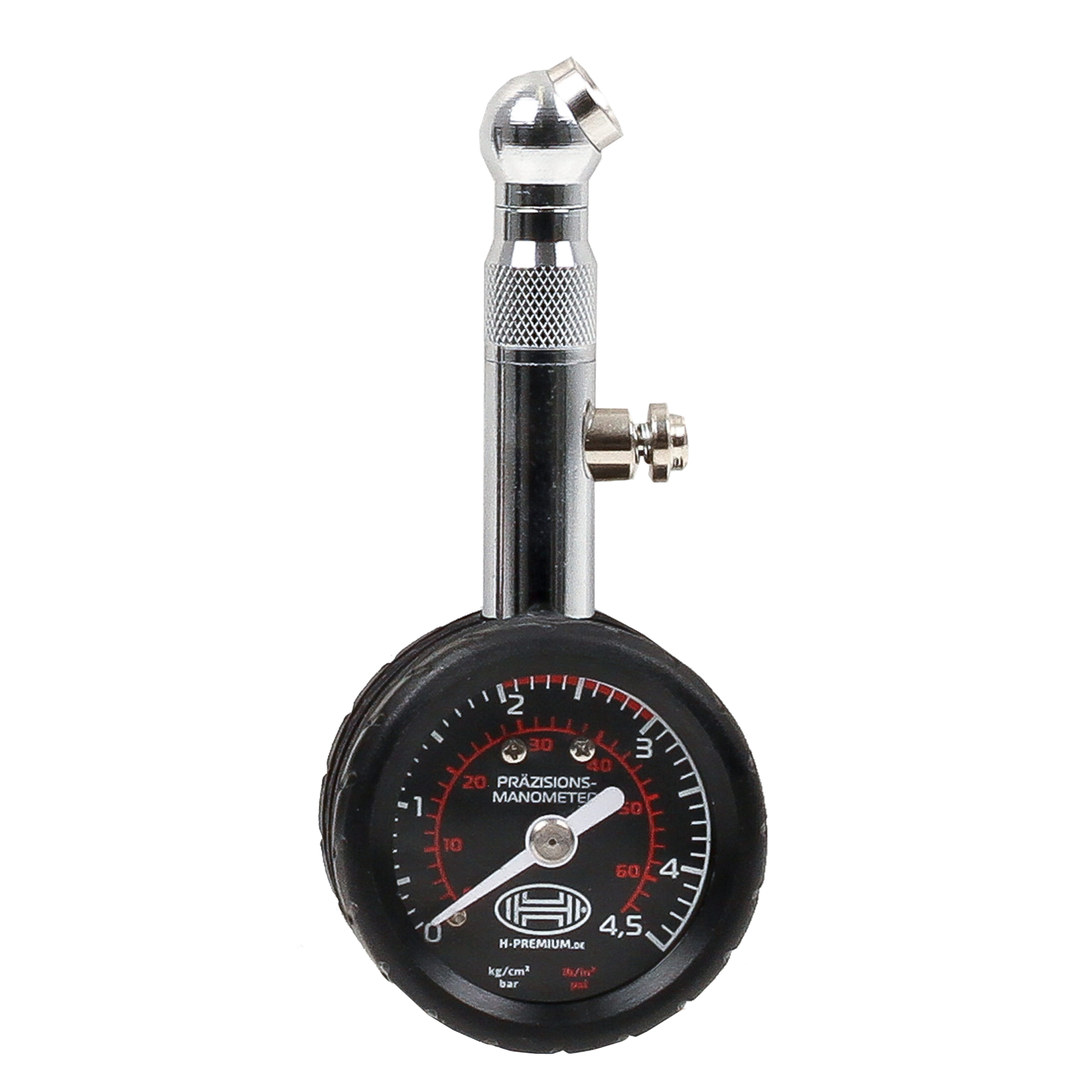 HEYNER Reifendruckkontrollsystem Reifendruckprüfer Luftdruckprüfer Manometer für Reifen bis 4,5 bar, 1-tlg., Mit Resultat-Halte-Funktion