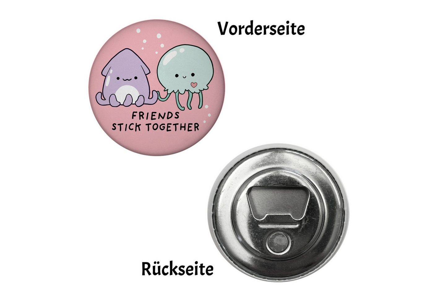 Thumbnail - speecheese Magnet Jelly & Friends Qualle und Tintenfisch Magnet mit Flaschenöffner rund