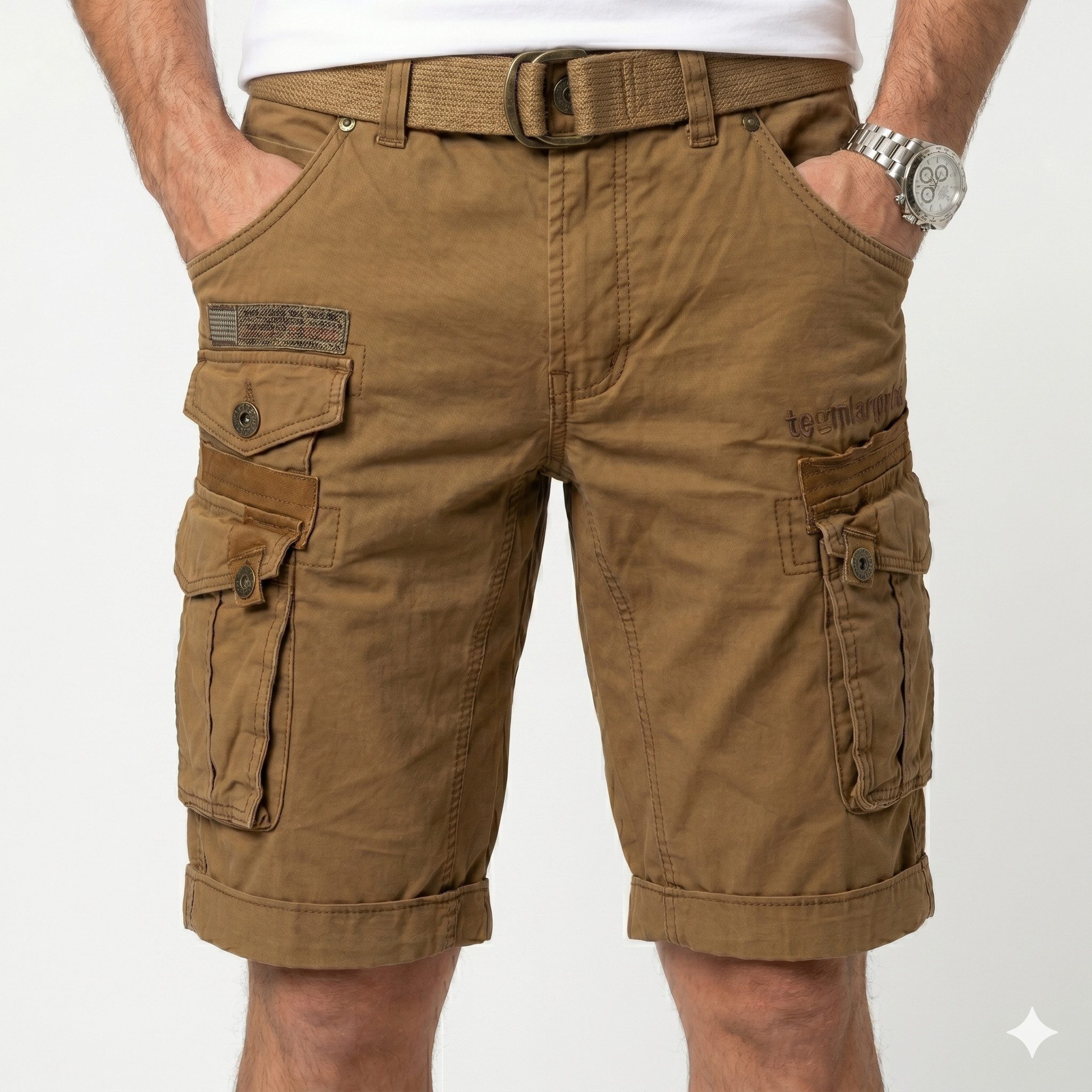Geographical Norway Cargoshorts kurze Hose aus Baumwolle, Sommer-Bermuda (1-tlg) Herrenshorts mit Gürtel Größe S bis 5XL