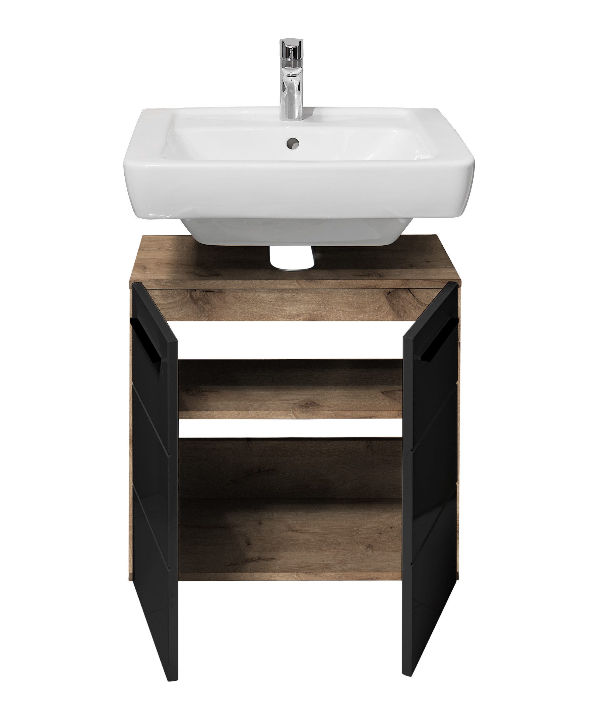 moebel-dich-auf Waschbeckenunterschrank VALENCIA Breite 60 cm, Viking Oak/ Schwarz – Bild 4 von 5
