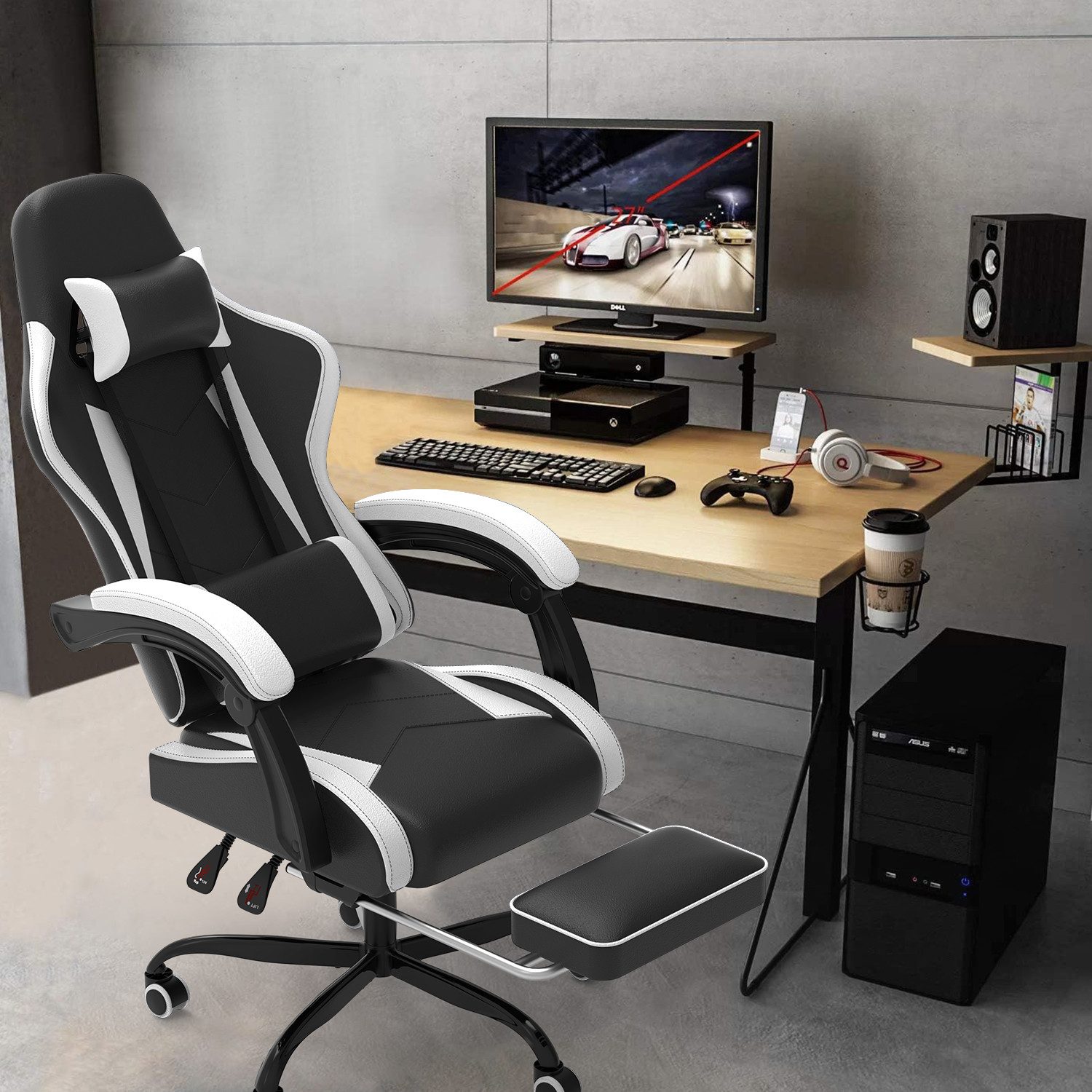 HOMALL Gaming-Stuhl Bürostuhl mit Massagefunktion,360° drehbar,Fußstütze günstig online kaufen
