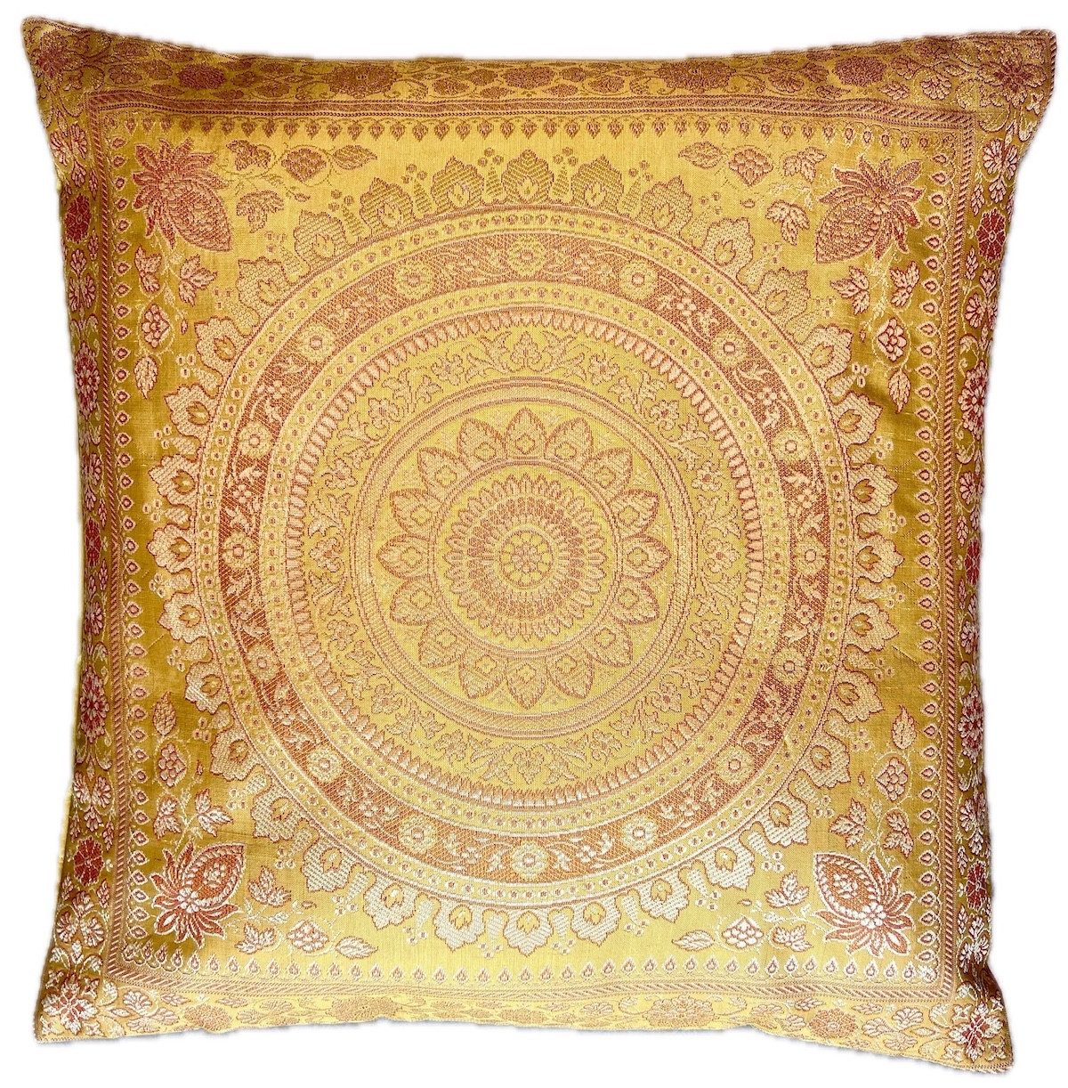 Ruwado Kissenbezug - Handgefertigt Dekokissen aus Indische Banarasi Seide - 40cmx40cm, "Handgewebt und Handgenäht aus Indien"
