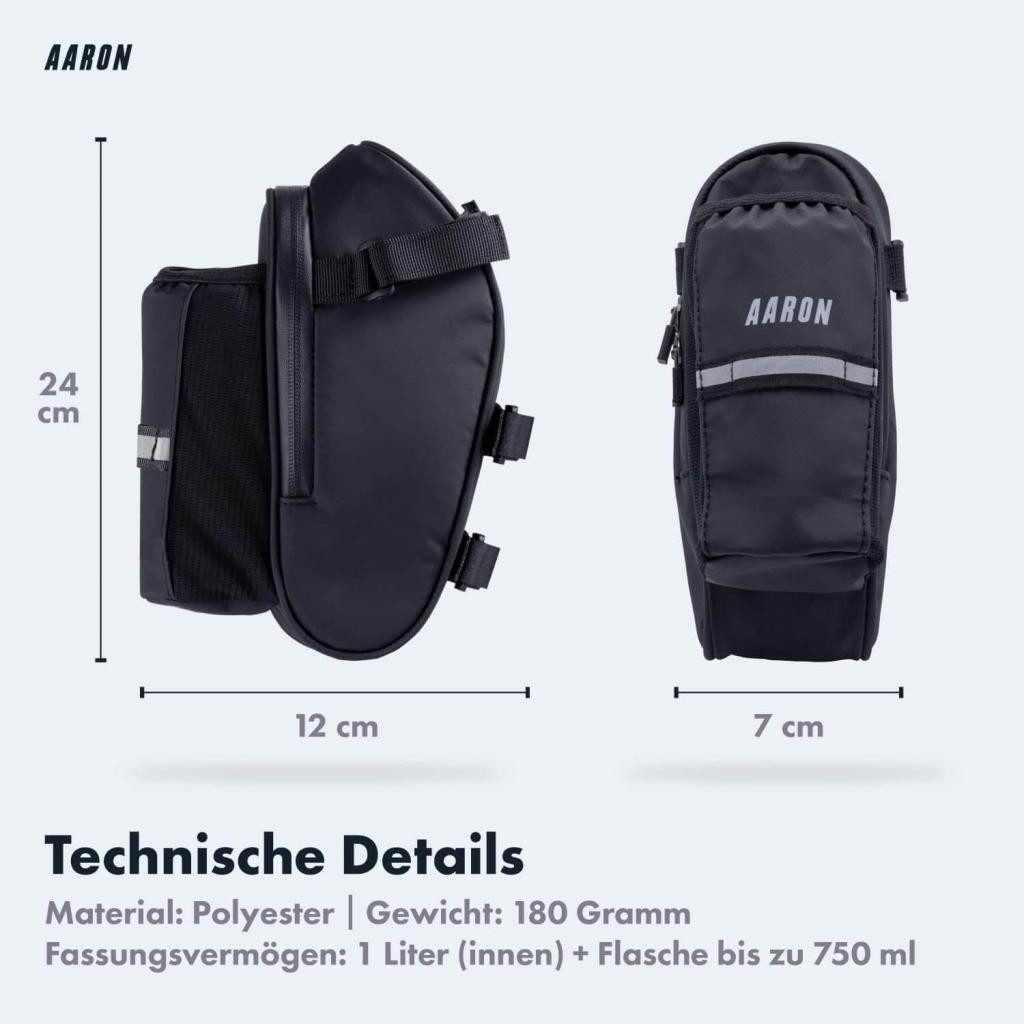 AARON Satteltasche mit Flaschenhalter & Reflektor – wasserabweisende Fahrradtasche