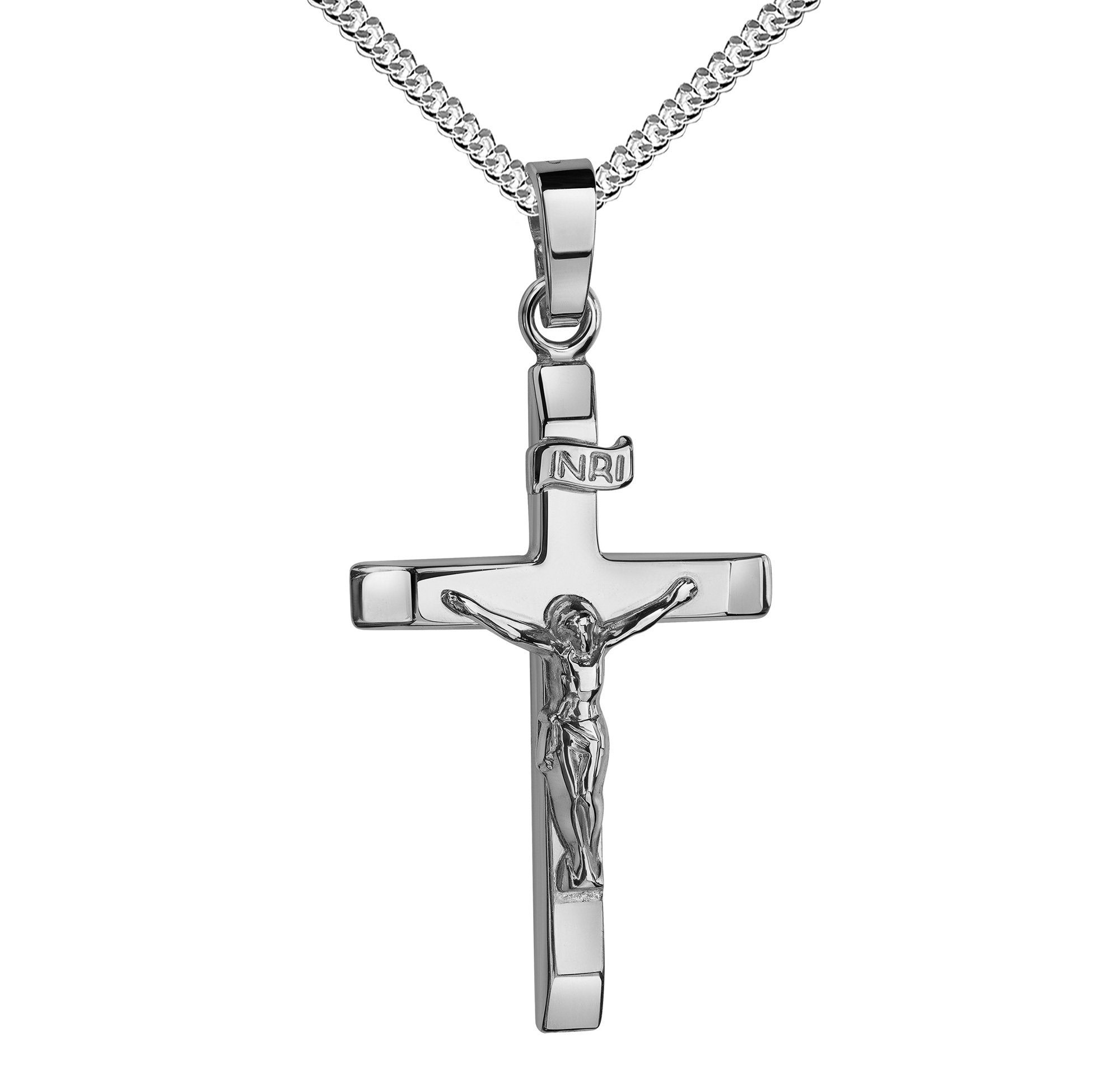 JEVELION wählbar Herren), Kreuzanhänger (Kreuzkette, Silber für - cm. Damen Kruzifix Mit Länge 925 und Silberkette - 925 70 36