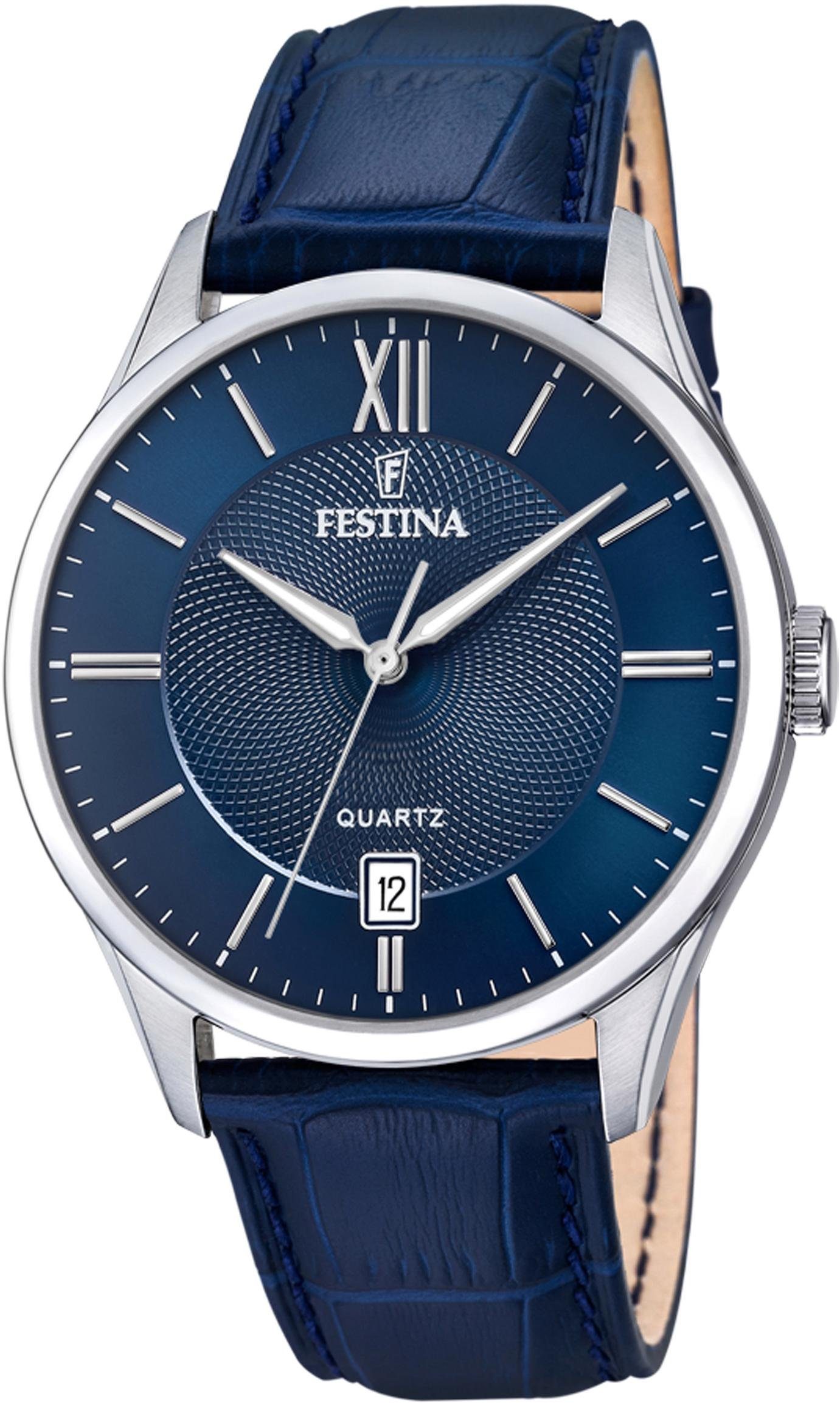 Festina Quarzuhr F20426/2, Armbanduhr, Herrenuhr, Datum, Lederarmband günstig online kaufen