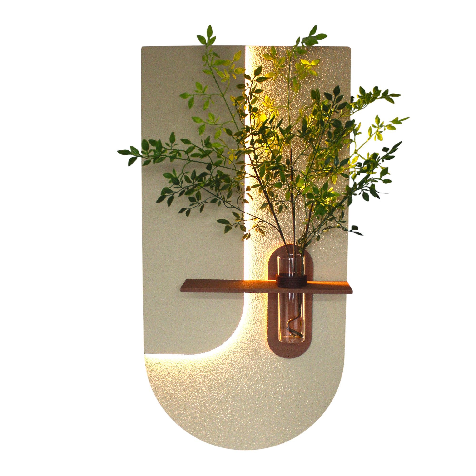 Arnusa LED-Bild LED Wandbild 3D mit Vase Wanddeko 100 x 50 cm Fernbedienung, Blätter, beleuchtete Wanddekoration