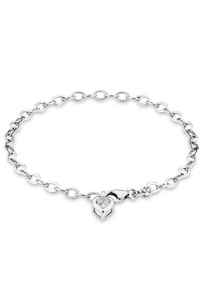 Amor Silberarmband Schmuck Geschenk Armkette Herz LIEBE, Made in Germany - mit Zirkonia (synth)