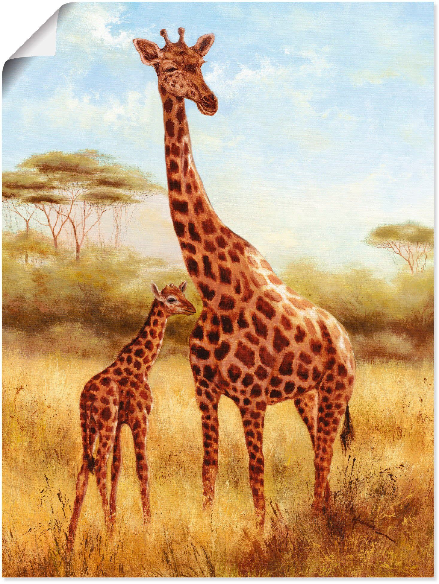 Beförderungsaussichten Artland Wandbild Farbe als St), versch. oder Giraffe, Wandaufkleber Poster intensive in Größen, (1 Leinwandbild, Alubild, UV-beständige, Wildtiere