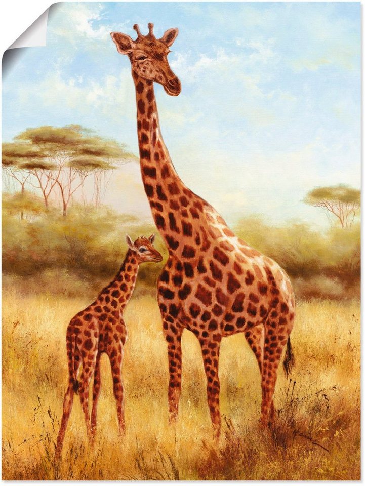 UV-beständige, oder Größen, Poster Alubild, Artland Wandbild Wildtiere St), in als Giraffe, versch. intensive Farbe Leinwandbild, (1 Wandaufkleber