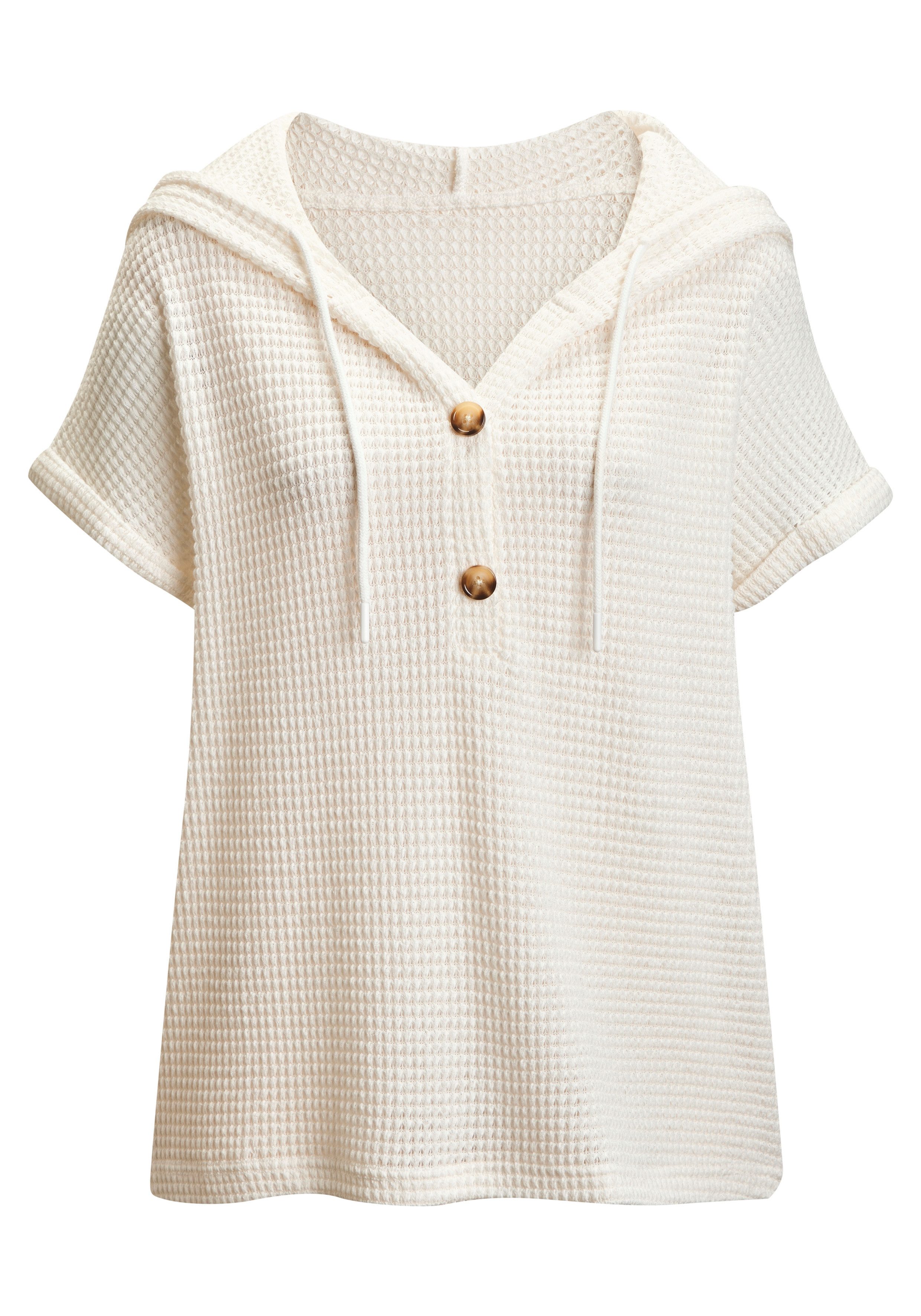 Kapuzenshirt aus sommerlichem Waffelstrick