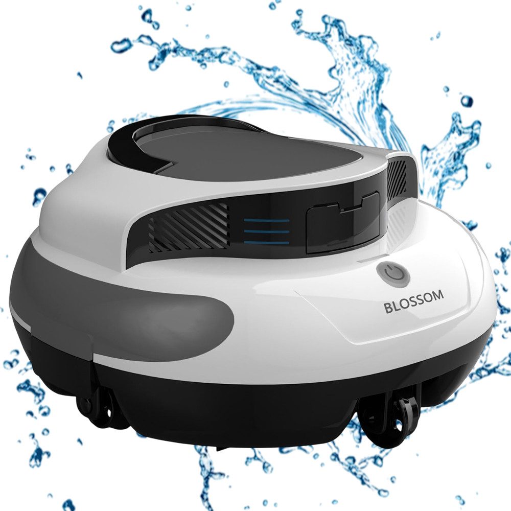 Blossom Poolroboter PC100 Poolroboter Kabellos Poolsauger 5000mah Akku Bis 100m², 100min Akkulaufzeit Selbstparkend Zwei 30-W-Motoren,180μm Filter, IPX8